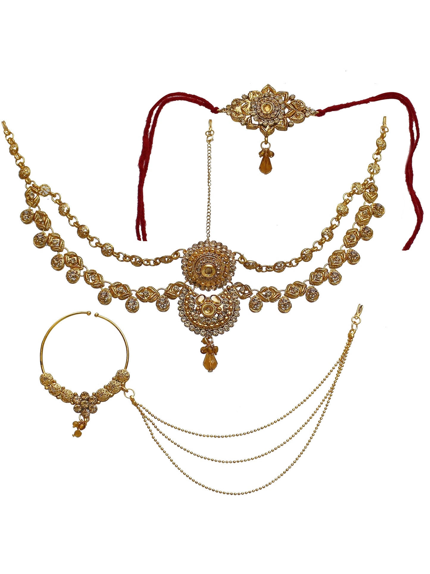 Traditional Gold Plated Stone Bridal Set For Women & Girls