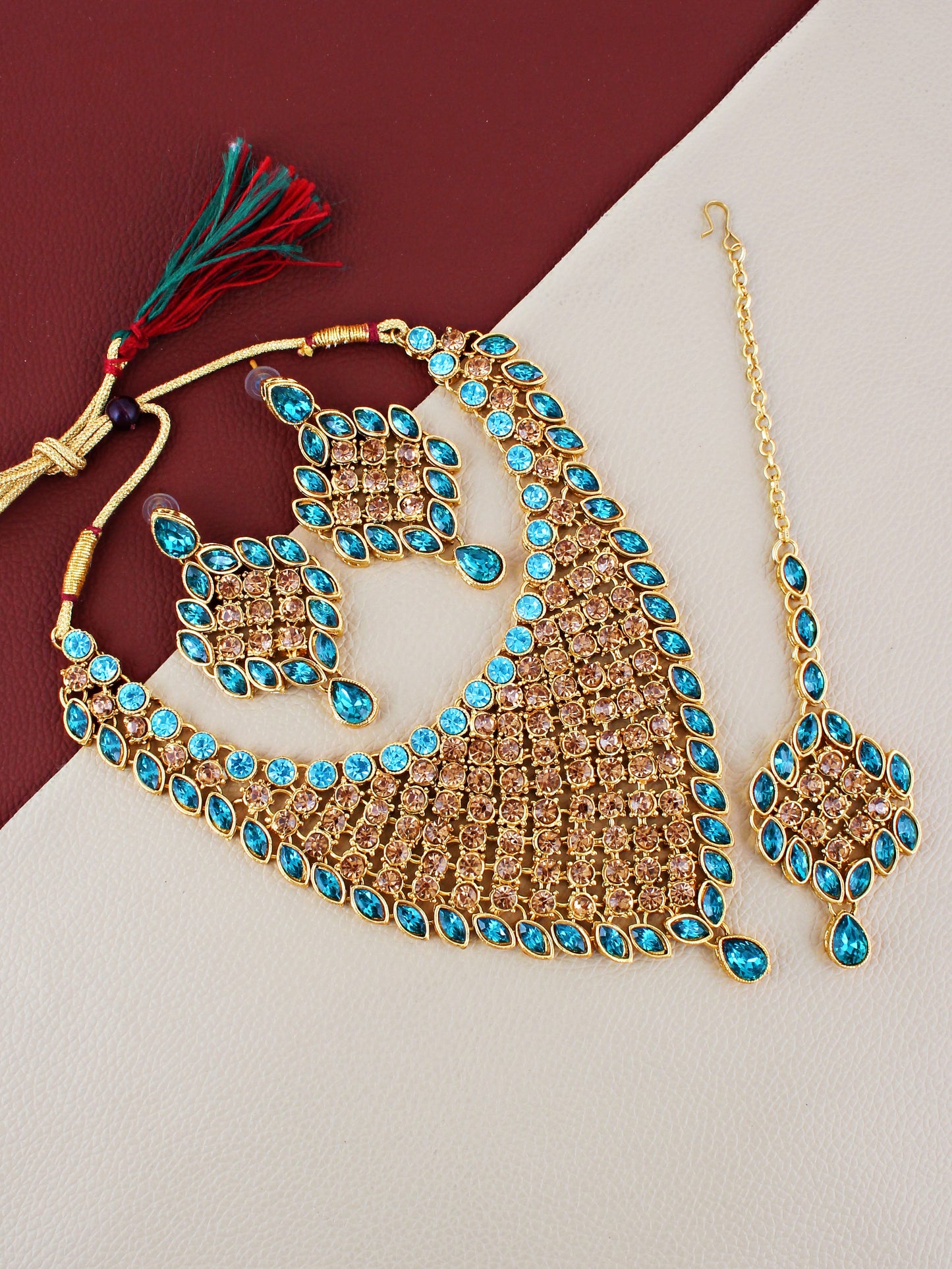 Necklace Set and Earrings with Tika For Women & Girls