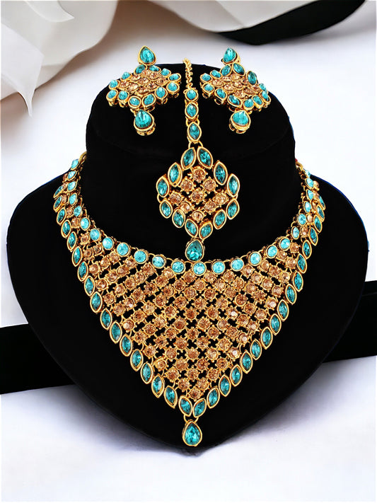 Necklace Set and Earrings with Tika For Women & Girls