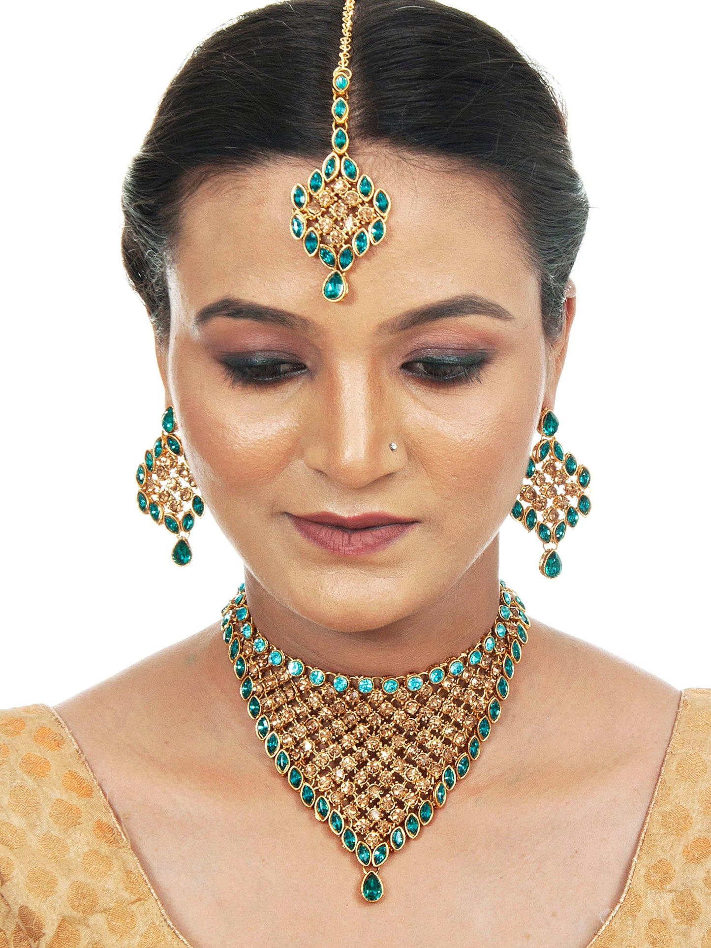 Necklace Set and Earrings with Tika For Women & Girls