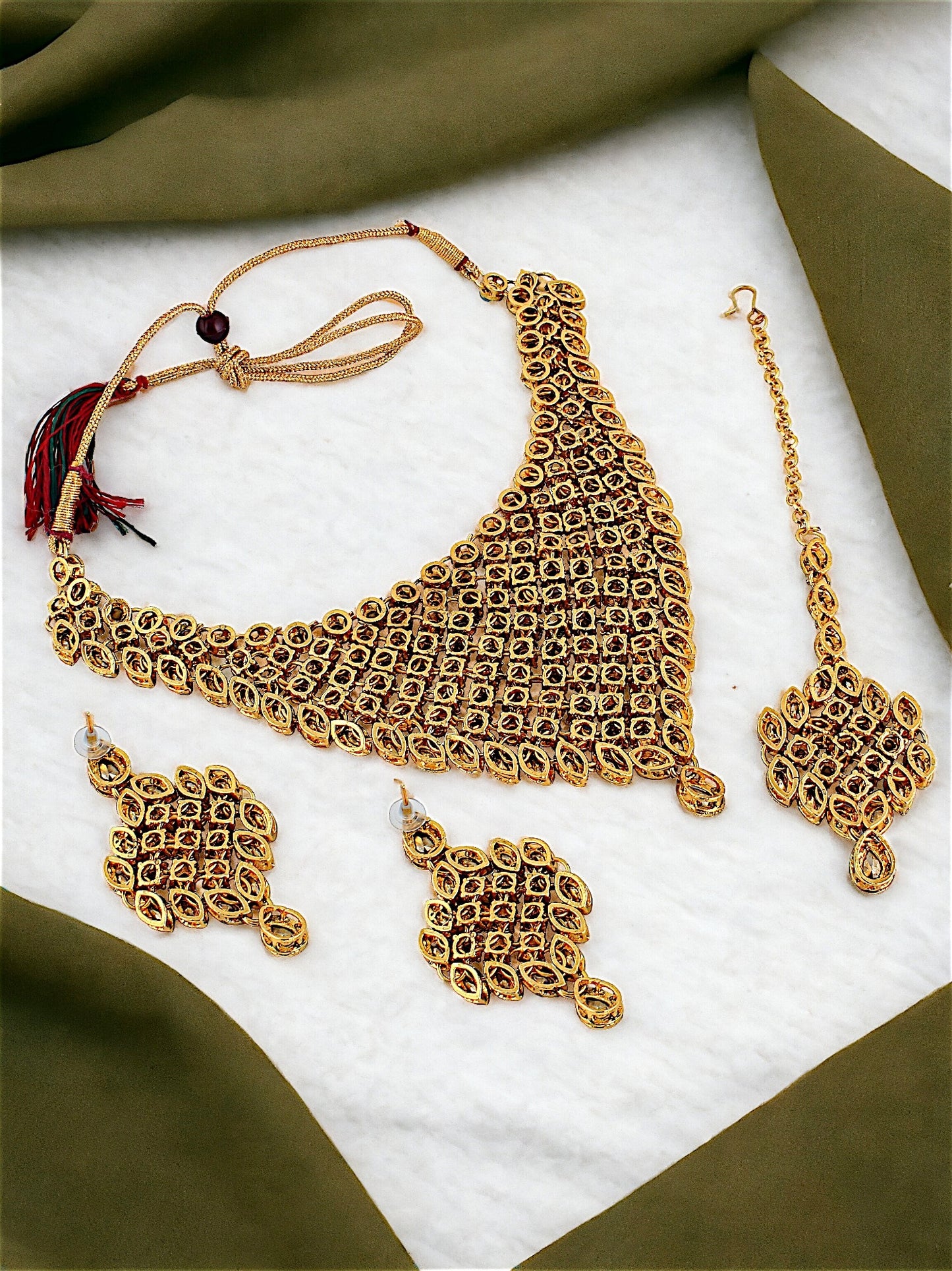 Necklace Set and Earrings with Tika For Women & Girls