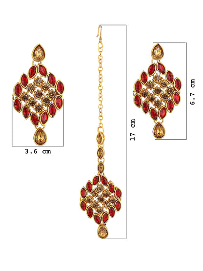 Necklace Set and Earrings with Tika For Women & Girls