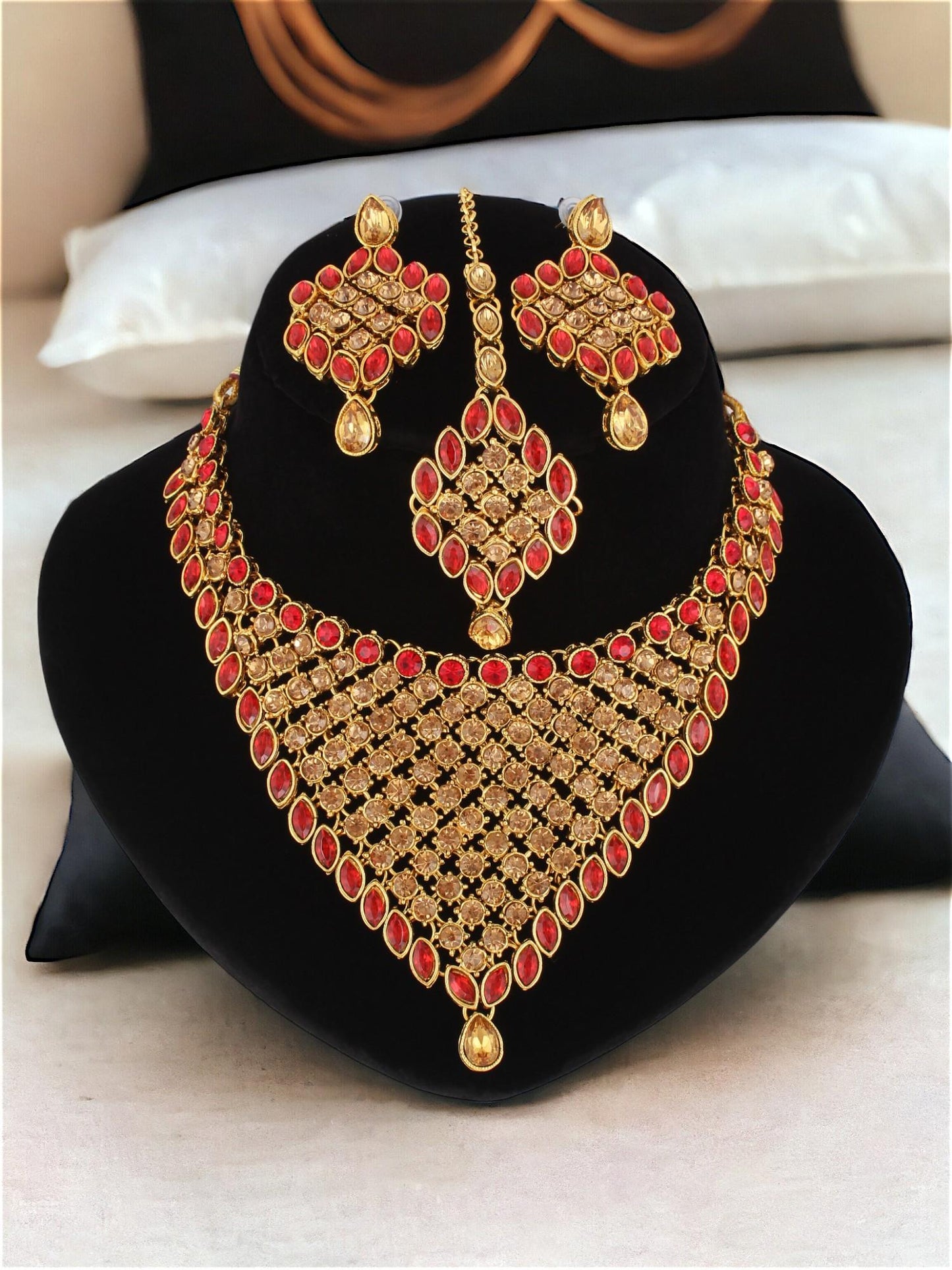 Necklace Set and Earrings with Tika For Women & Girls