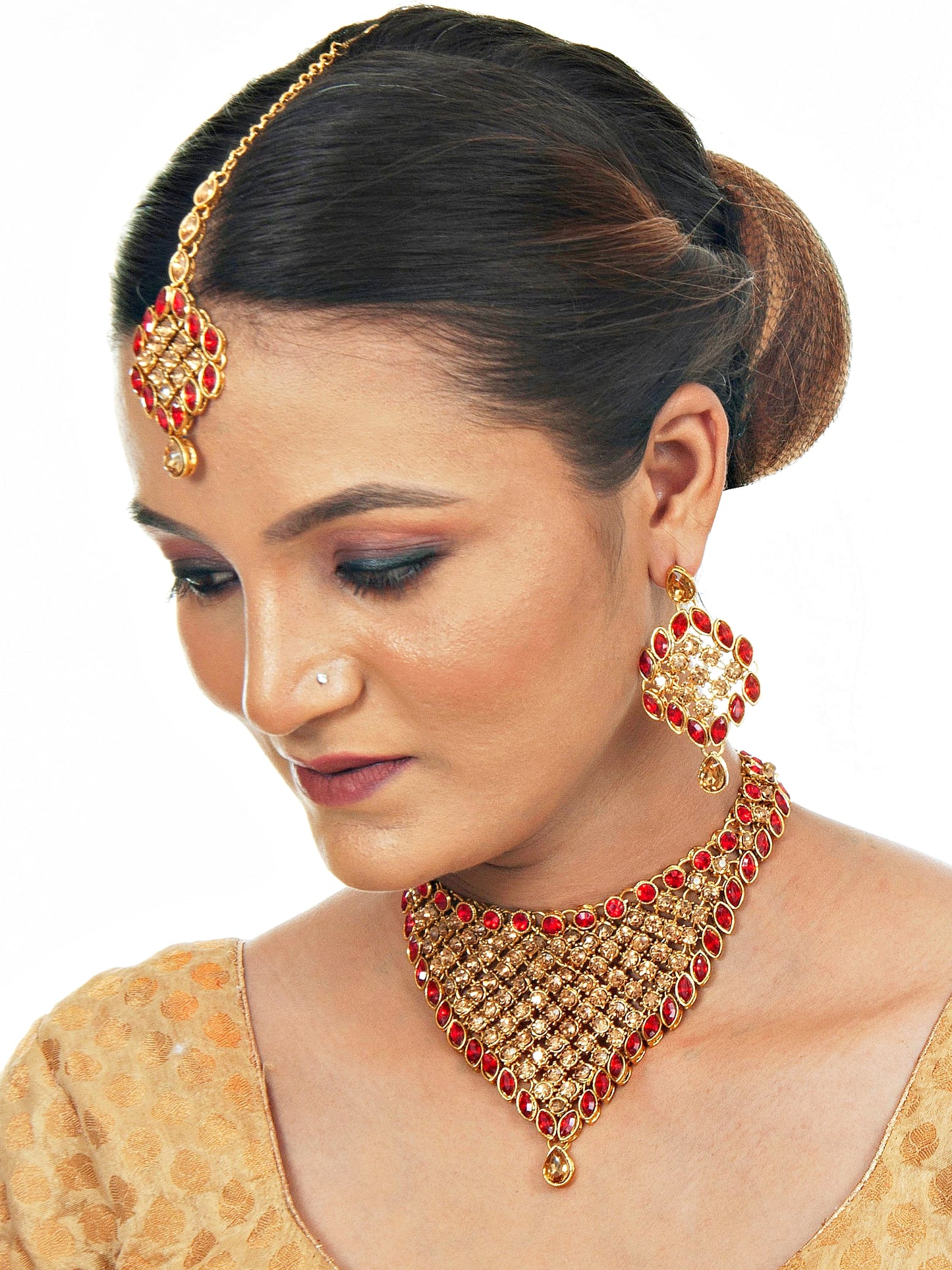 Necklace Set and Earrings with Tika For Women & Girls