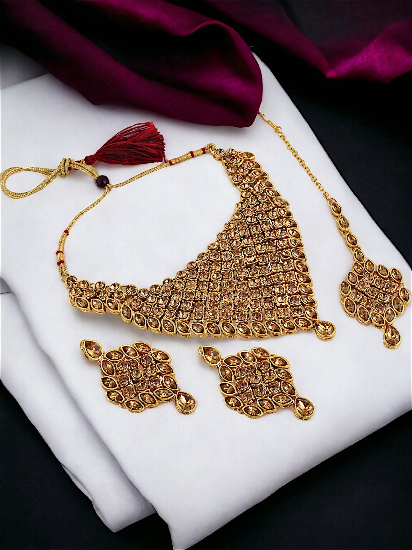 Necklace Set and Earrings with Tika For Women & Girls