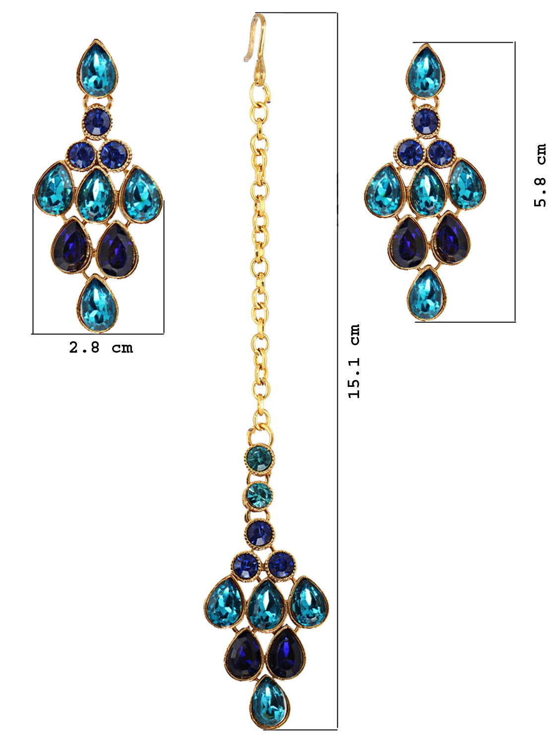 Necklace Set and Earrings with Tika For Women & Girls