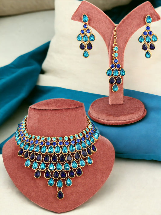 Necklace Set and Earrings with Tika For Women & Girls