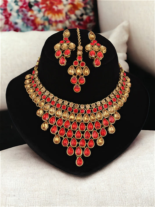 Necklace Set and Earrings with Tika For Women & Girls