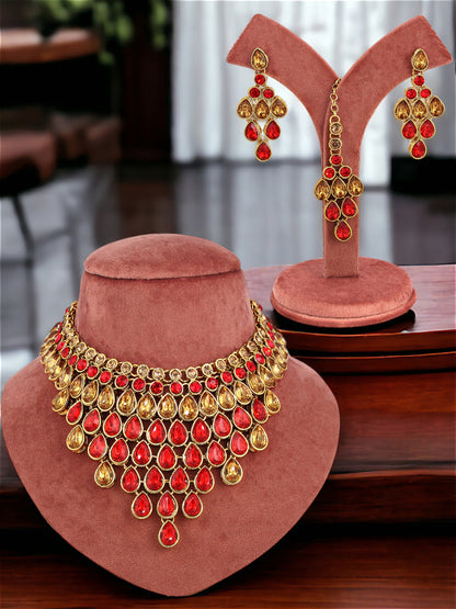 Necklace Set and Earrings with Tika For Women & Girls