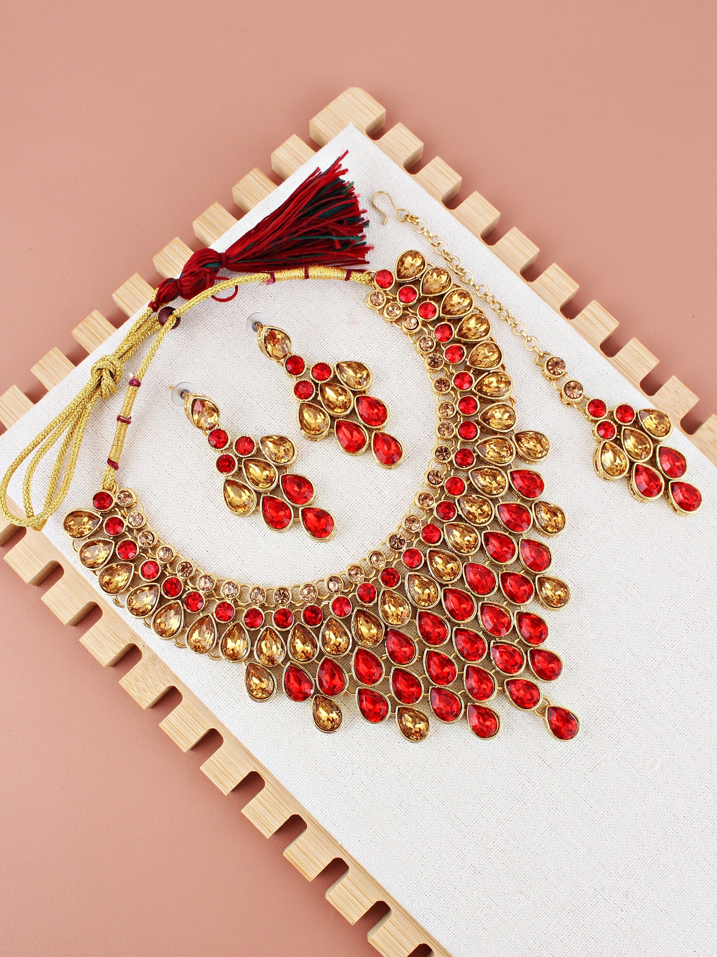 Necklace Set and Earrings with Tika For Women & Girls