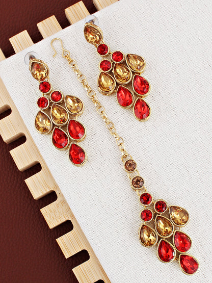 Necklace Set and Earrings with Tika For Women & Girls