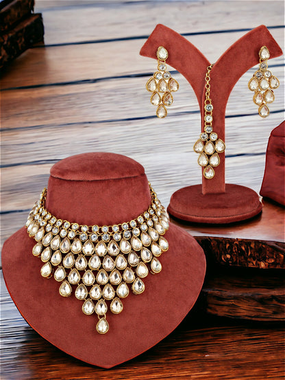 Necklace Set and Earrings with Tika For Women & Girls