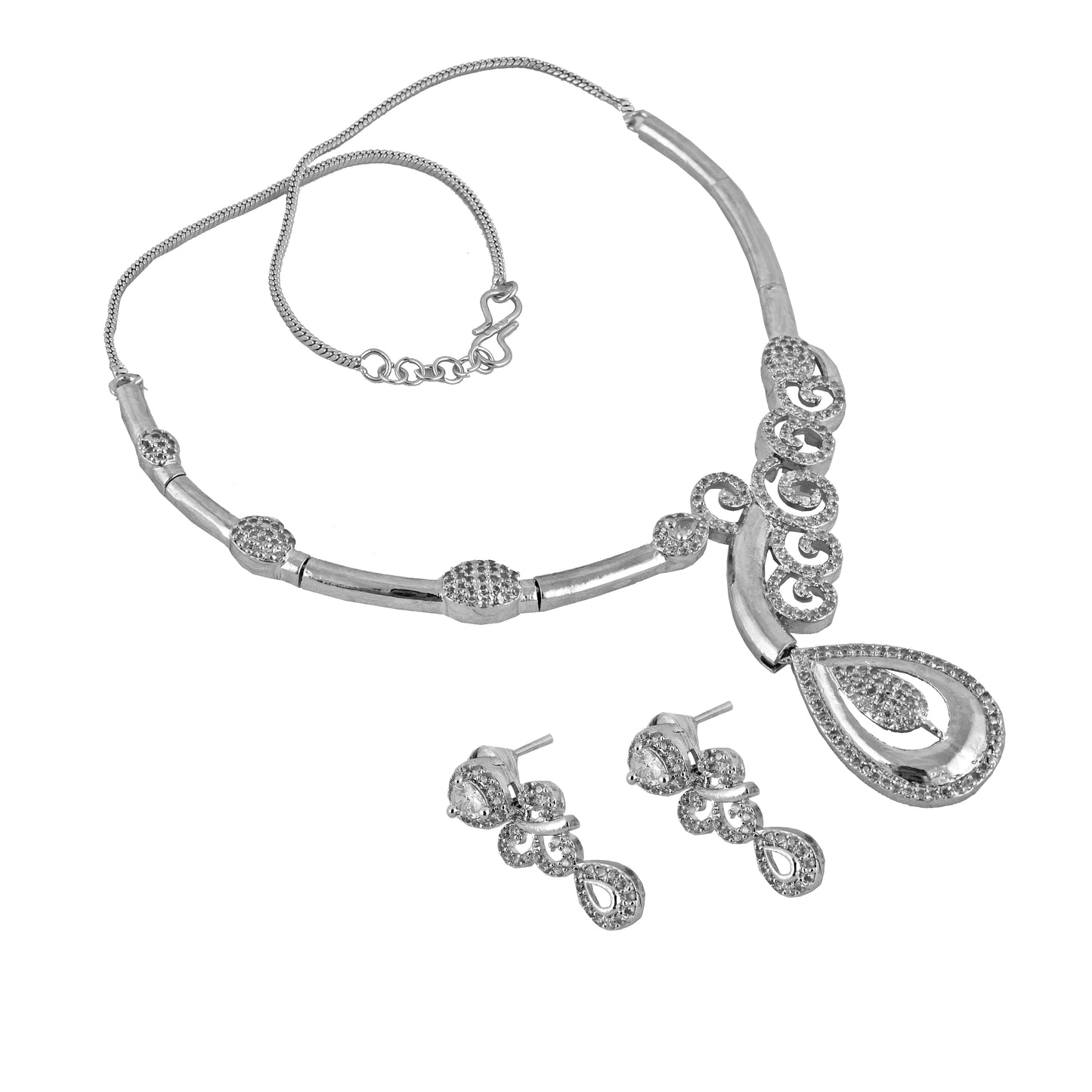 American Diamond (AD) Necklace With Earring For Girls & Women