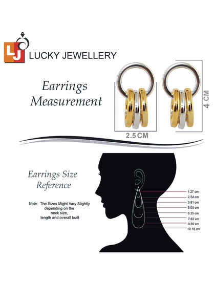 Lucky Jewellery Gold & Silver Plated Circle Earring With Multiple Rings Earrings For Girls & Women