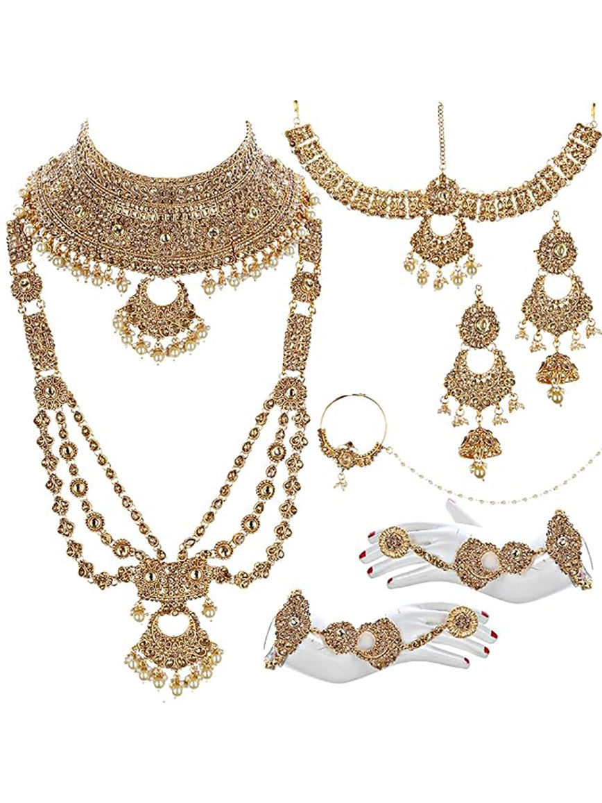 Traditional Stone Bridal Set 9 Pcs. For Girls & Women