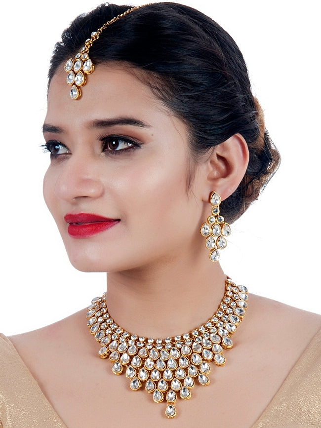 Necklace Set and Earrings with Tika For Women & Girls