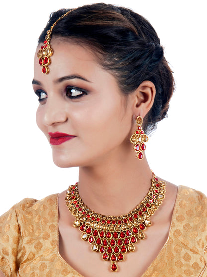 Necklace Set and Earrings with Tika For Women & Girls