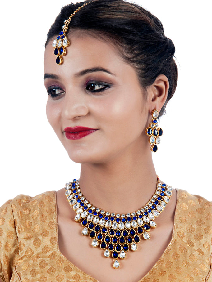 Necklace Set and Earrings with Tika For Women & Girls